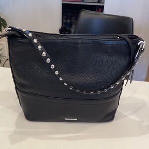 Rebecca Minkoff Black Studded Leather Hobo Bag